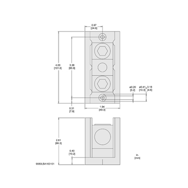 Mayer-DDS-Power distribution block, Linergy, 1 pole, 1 line, 1 load, 310A Cu, 250A Al, 600V-2