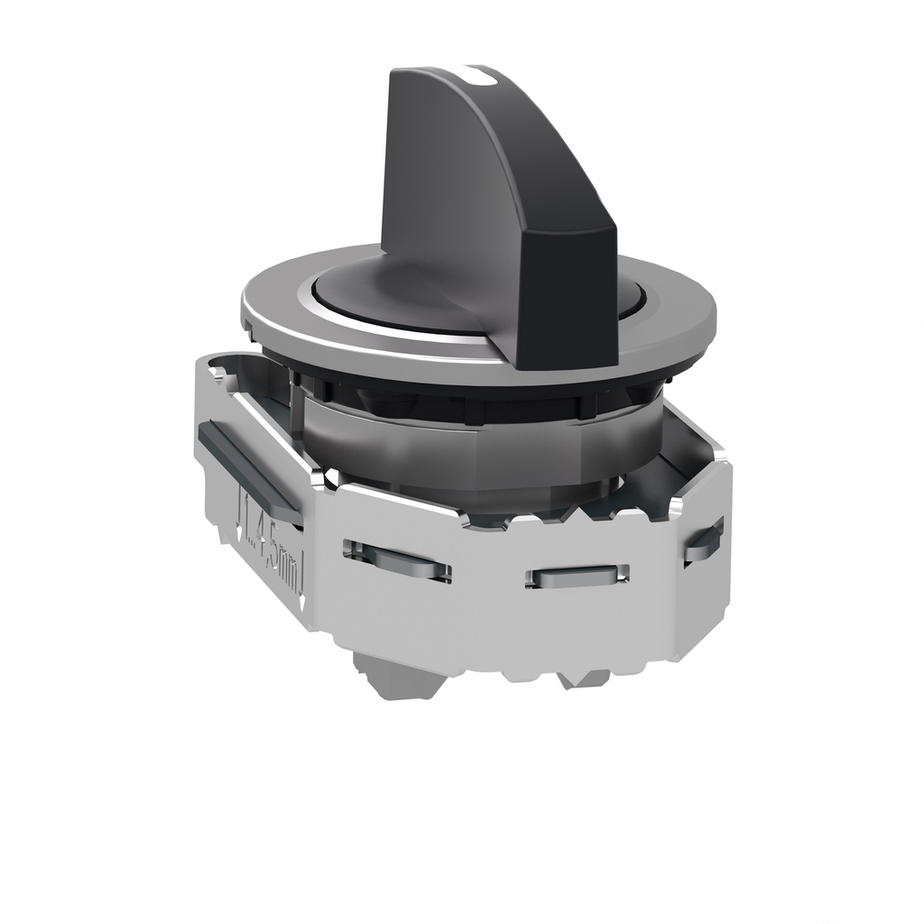 Mayer-DDS-Head for selector switch, Harmony XB4, black long handle, flush, 30mm, 3 positions, spring return-2