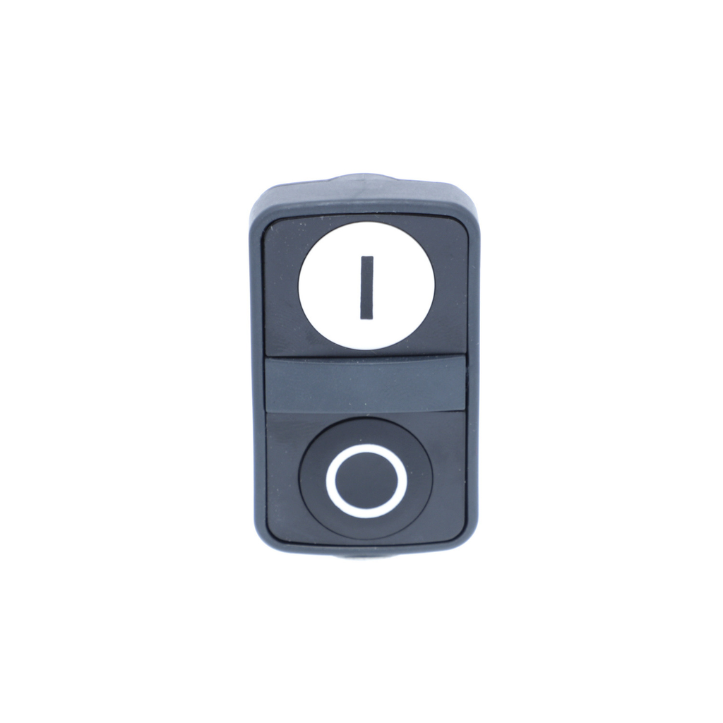 Mayer-DDS-Head for double headed push button, Harmony XB5, plastic, 22mm, 1 white flush marked I + 1 black flush marked O-2