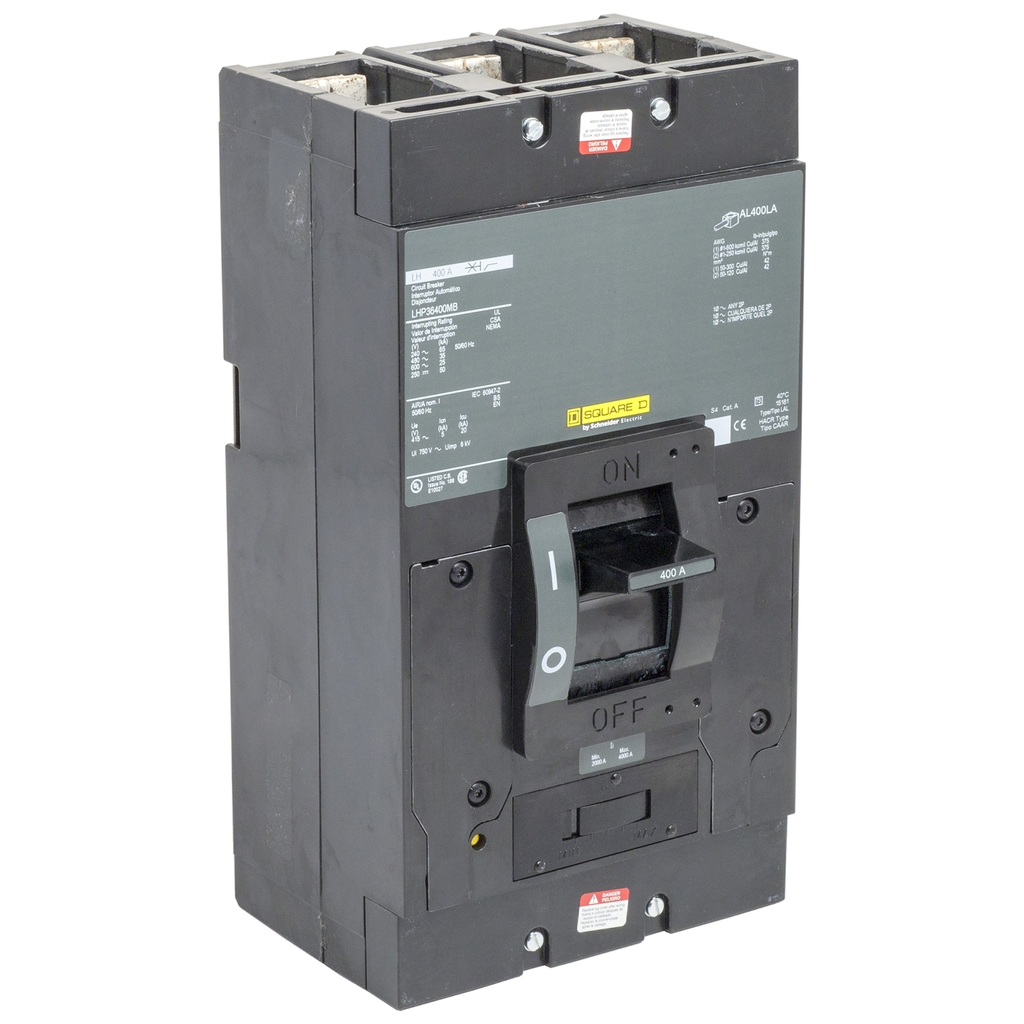 Mayer-DDS-Circuit breaker, LH, 400A, 3 pole, 600VAC, 25kA, 250VDC, 50kA, lugs, thermal magnetic, short handle-2