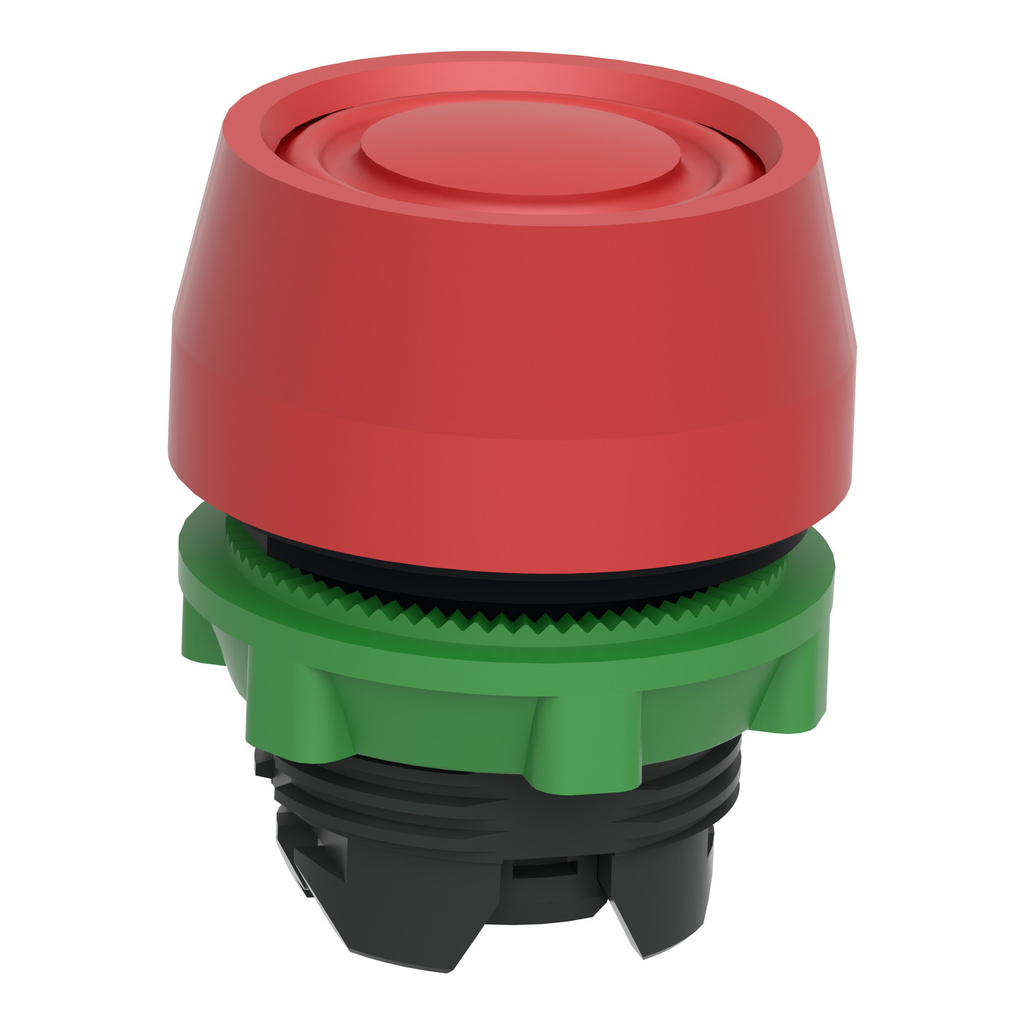 Mayer-DDS-Head for non illuminated push button, Harmony XB5, plastic, flush, red, 22mm, spring return, coloured boot, unmarked-2