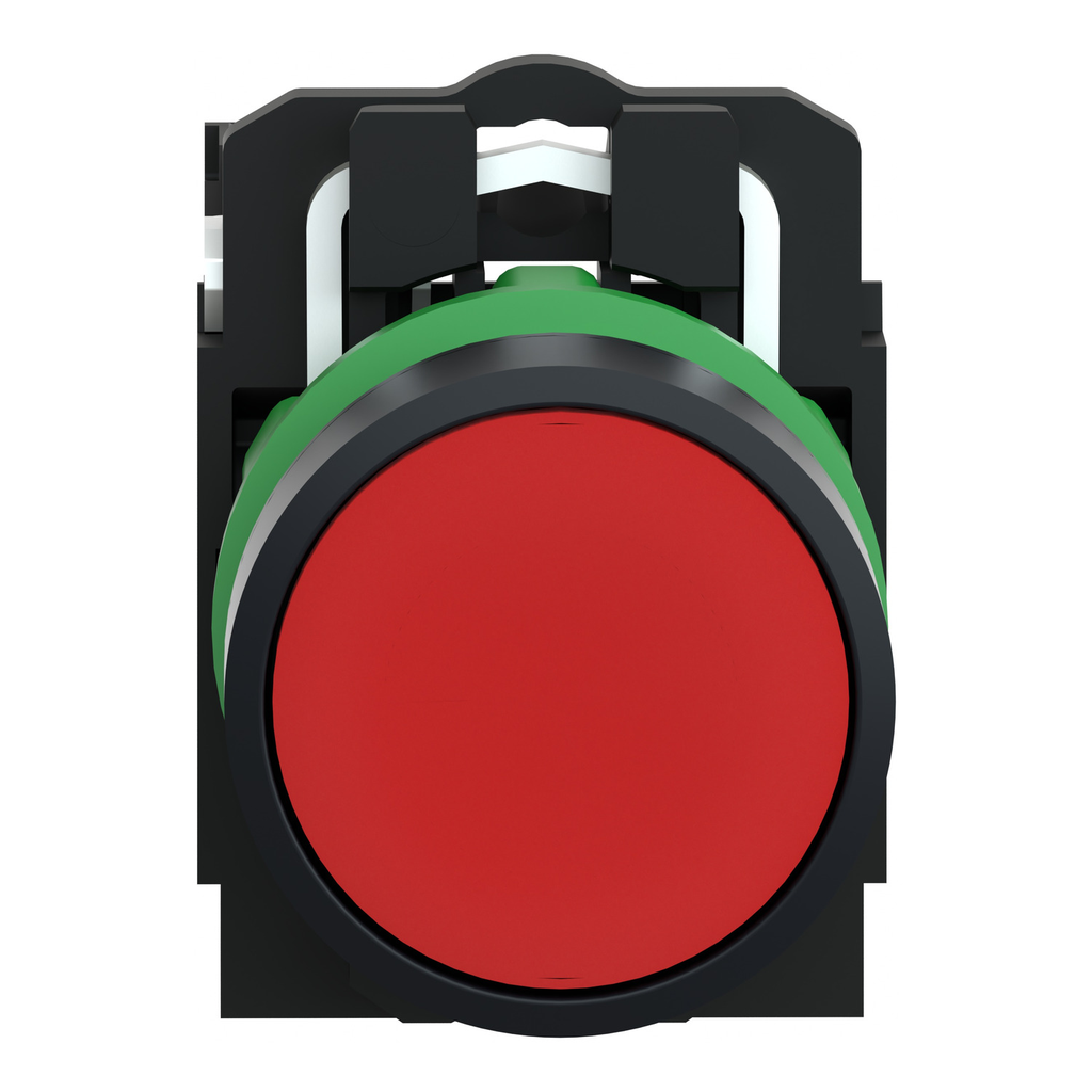 Mayer-DDS-Push button, Harmony XB5, plastic, flush, red, 22mm, spring return, unmarked, 1NC-2