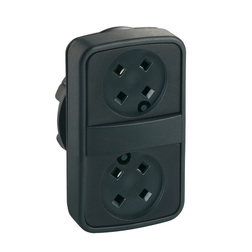Mayer-DDS-Head for double headed push button, Harmony XB5, 2 rectangular flush, without cap, 22mm, spring return, unmarked-1