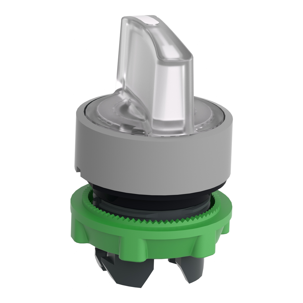 Mayer-DDS-Head for illuminated selector switch, Harmony XB5, grey bezel, white handle, 22mm, universal LED, 3 positions, to center-2