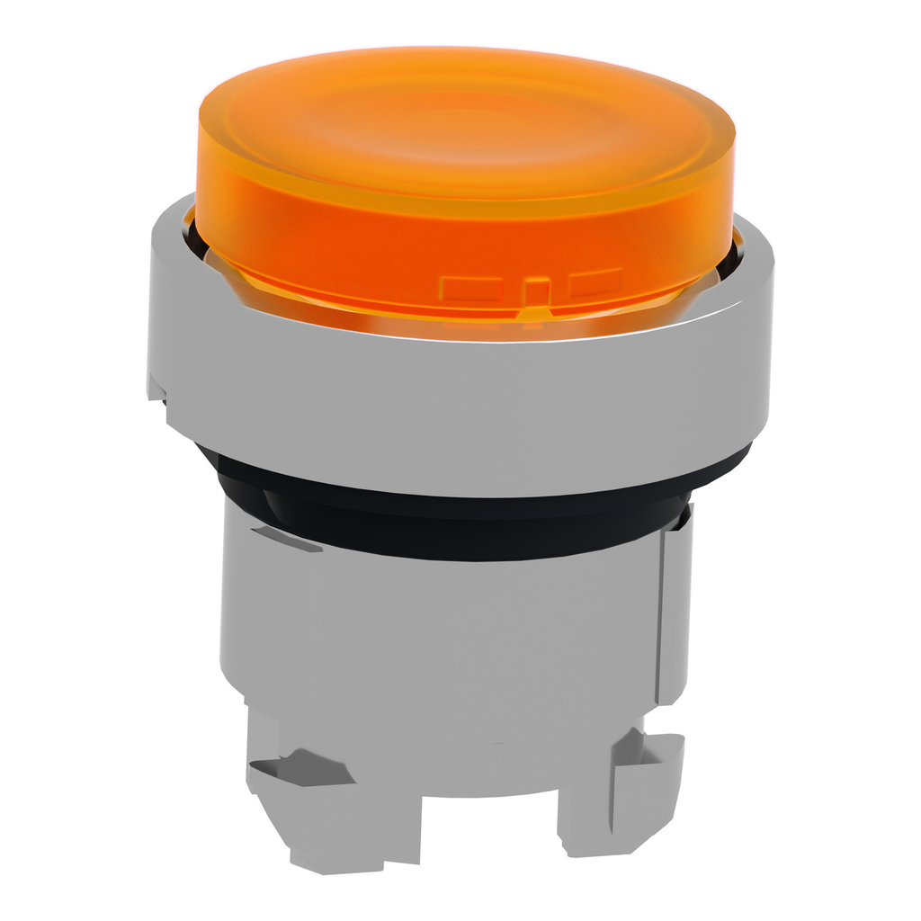 Mayer-DDS-Head for illuminated push button, Harmony XB4, metal, orange projecting, 22mm, universal LED, spring return, plain lens-2