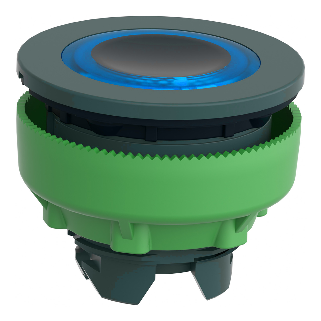 Mayer-DDS-Head for illuminated push button, Harmony XB5, plastic, blue flush mounted, 30mm, universal LED, illuminated ring-2
