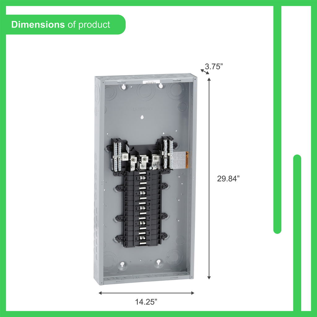Mayer-DDS-Load center, QO, 3 phase, 30 spaces, 30 circuits, 200A fixed main lugs, NEMA1, gnd bar-2