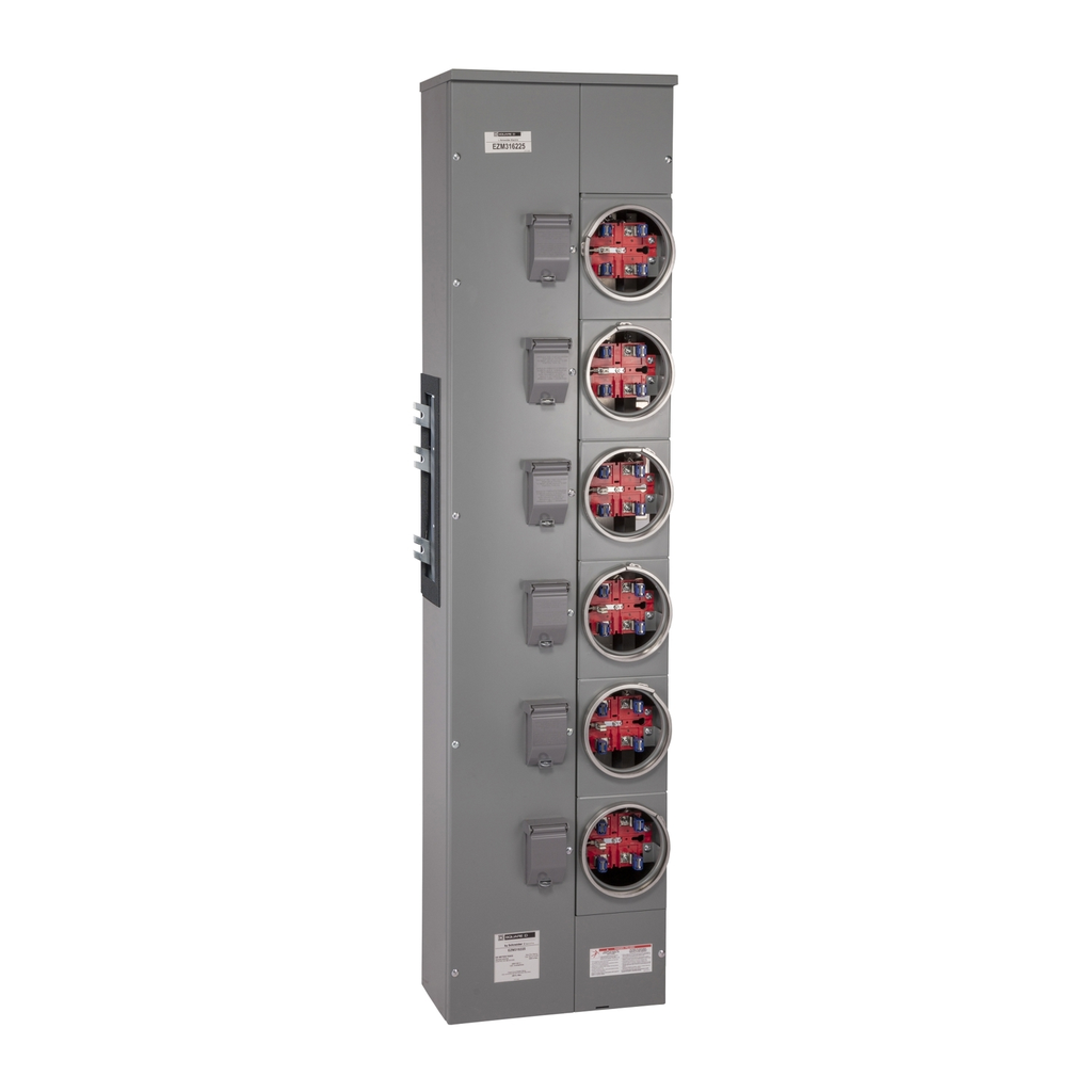 Mayer-DDS-Branch unit, EZ Meter-Pak, 225A, 6 x 5 sockets, 120/240VAC, no bypass, ringless, 1200A Cu busbar-2