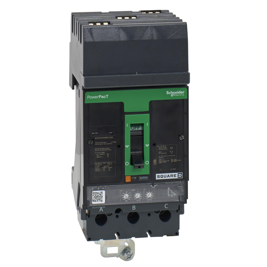 Mayer-DDS-Circuit breaker, PowerPacT J, 250A, 3 pole, 480VAC, 35kA, I-Line, Micrologic 3.2S-W, 80%, ABC, mission critical-1