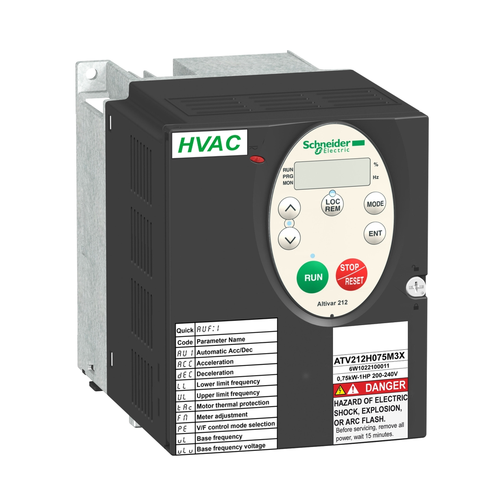 Mayer-DDS-variable speed drive, Altivar 212, 0.75kW, 1hp, 480V, 3 phases, with EMC, IP21-1