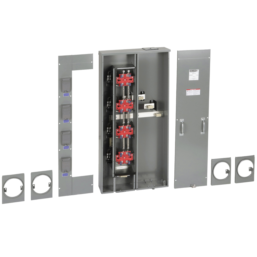 Mayer-DDS-Meter center, MP Meter-Pak, 4 sockets, no bypass, 4 jaws, 400A bus, 125A max breaker rating, ringed-2