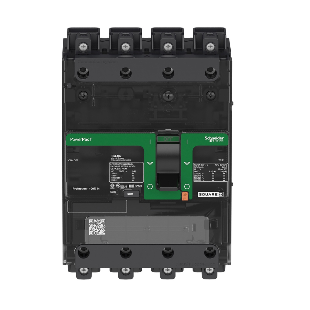 Mayer-DDS-Circuit breaker, PowerPacT B, 30A, 4 pole, 600Y/347VAC, 14kA, lugs, thermal magnetic, 80%-2
