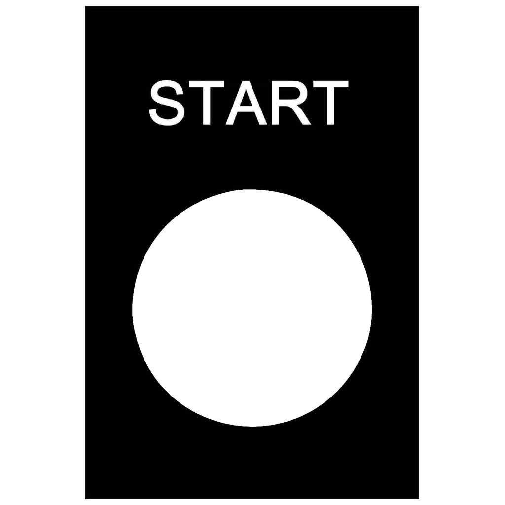 Mayer-DDS-Marked legend, Harmony XAC, nameplate, 30x40mm, plastic, black, 22mm push button, white marked START-1