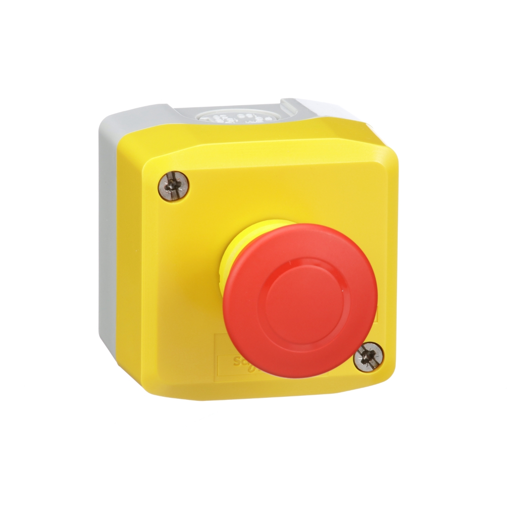 Mayer-DDS-Harmony, yellow control station, red mushroom head push button, 40 mm push pull, 1 NC-1