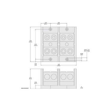 Mayer-DDS-Power distribution block, Linergy, 2 pole, 2 line, 2 load, 620A Cu, 500A Al, 600V-2
