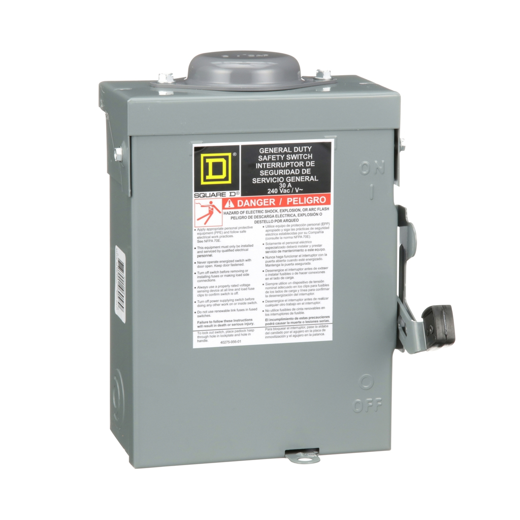 Mayer-DDS-Safety switch, general duty, non fusible, 2 pole, 2 wire, 240VAC, 30A, Type 3R with bolt on hub prov-2