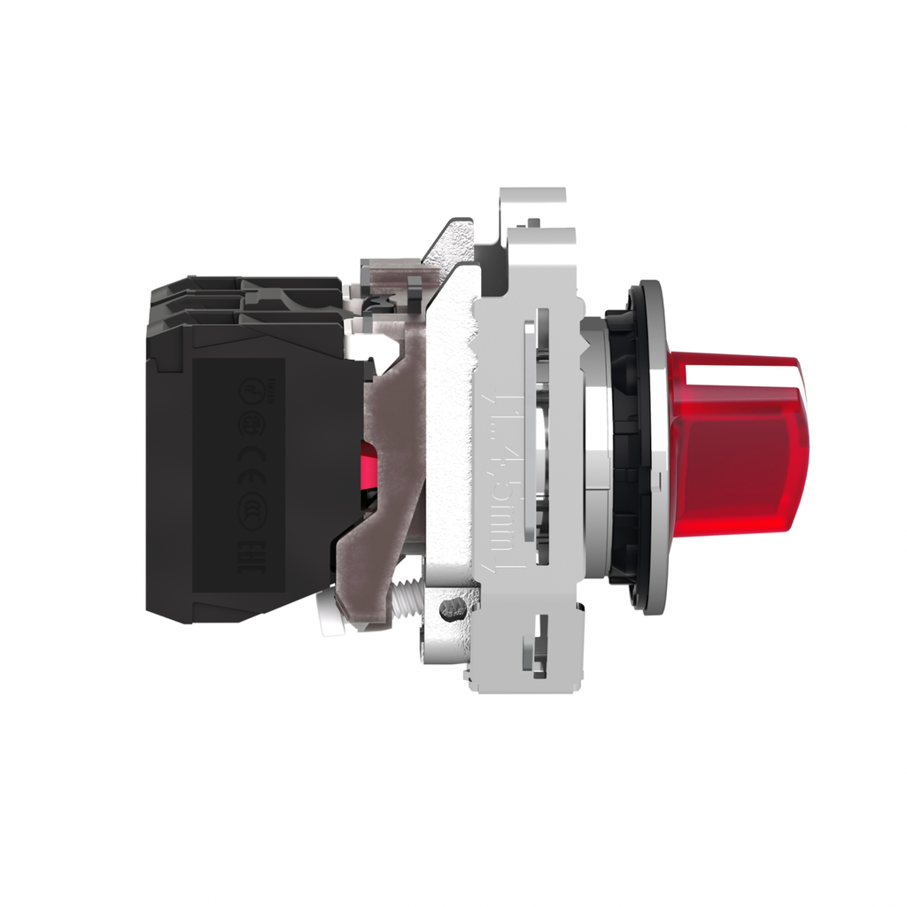 Mayer-DDS-Illuminated selector switch, Harmony XB4, metal, red handle, 30mm, universal LED, 2 positions, 1NO + 1NC, 230...240V AC-2