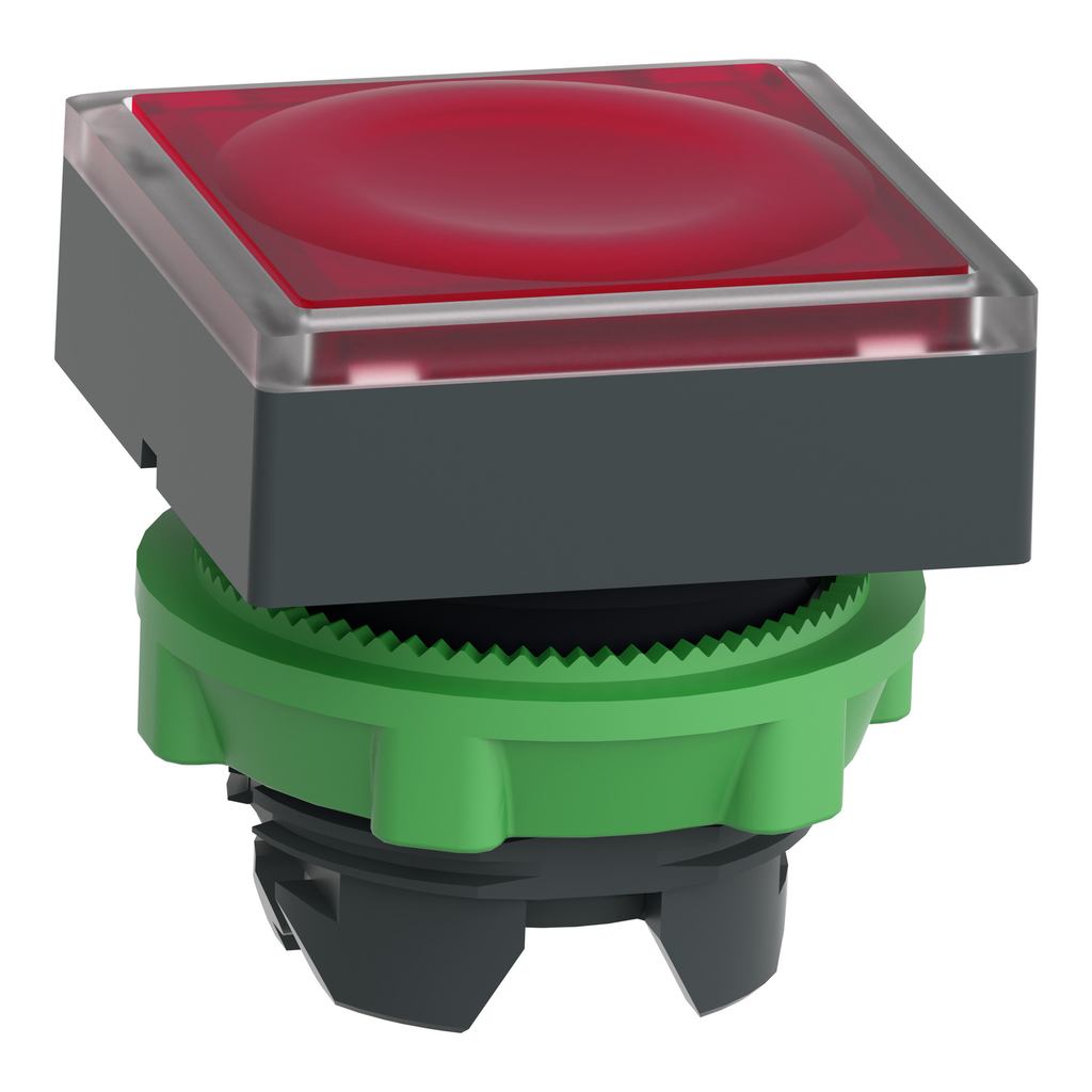 Mayer-DDS-Head for illuminated push button, Harmony XB5, red square square flush 22mm, universal LED, for insertion of legend-2