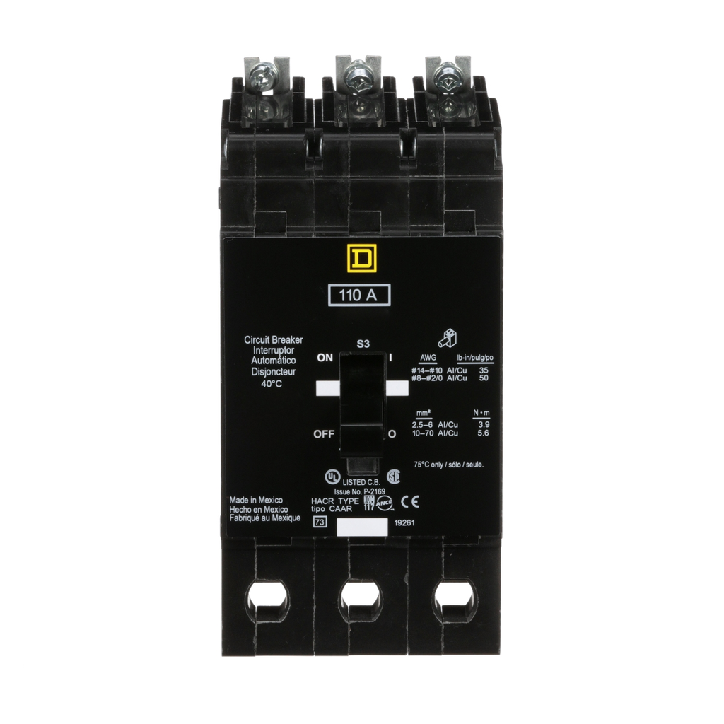 Mayer-DDS-Mini circuit breaker, E-Frame, 110A, 3 pole, 480Y/277VAC, 100kA max, bolt on [TAA]-2