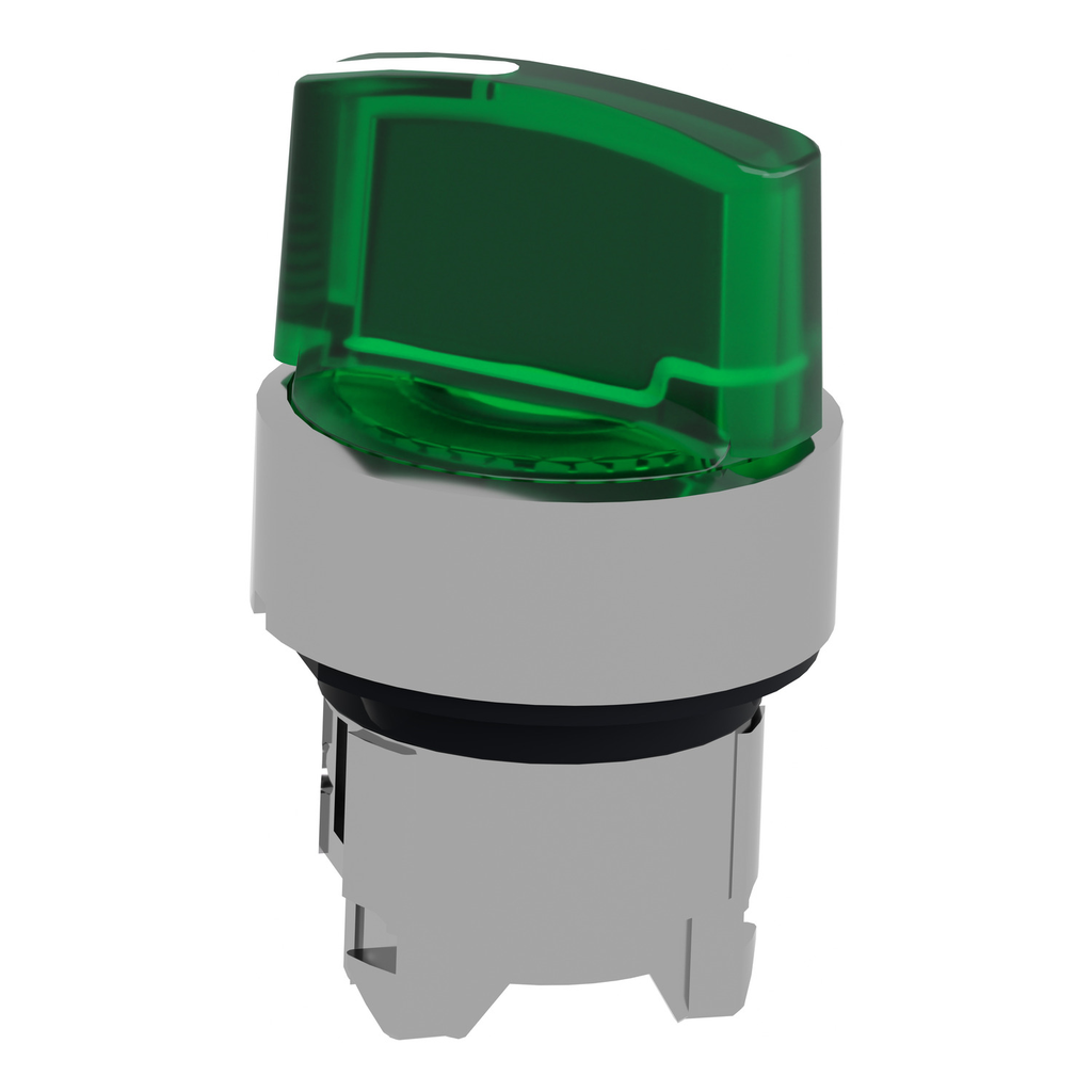 Mayer-DDS-Head for illuminated selector switch, Harmony XB4, metal, green handle, 22mm, universal LED, 2 positions, stay put-2