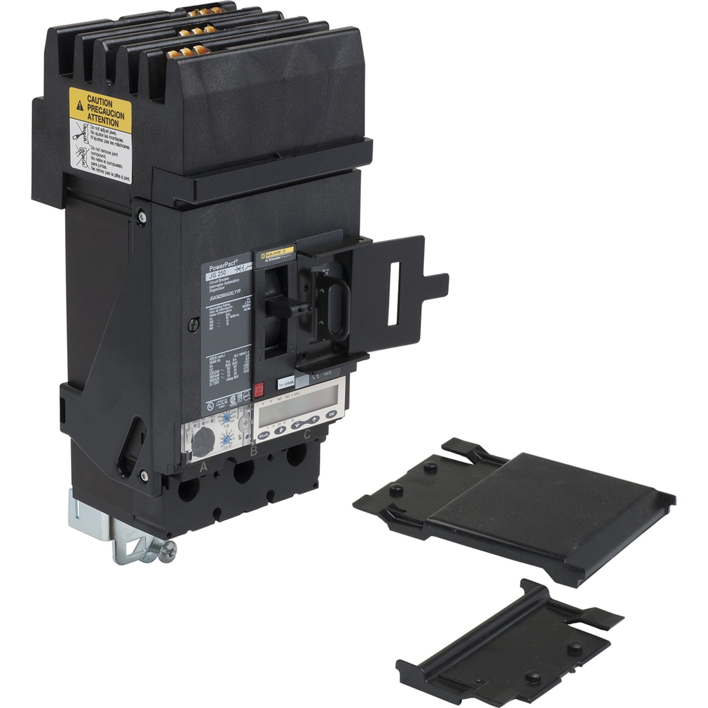 Mayer-DDS-Circuit breaker, PowerPacT J, 250A, 3 pole, 600VAC, 18kA, I-Line, Micrologic 5.2A, 80%, ABC, low amp lugs, padlock-1