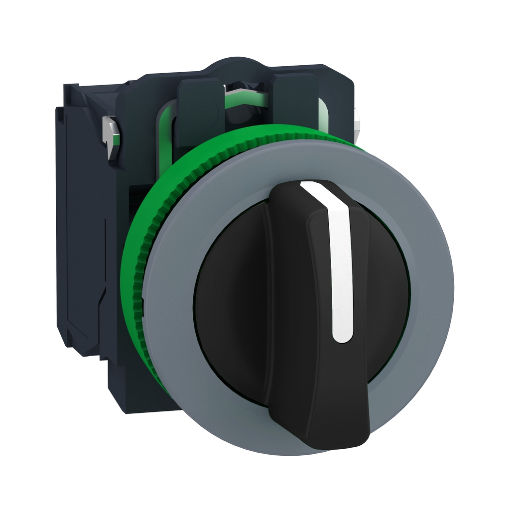 Mayer-DDS-Selector switch, Harmony XB5, flush mounted ssw 3 pos 2 pos return to center 2 NO screw clamp cp grey-1