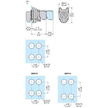 Mayer-DDS-Head for selector switch, Harmony XB4, flush mounted black long handle 3 position stay put-1