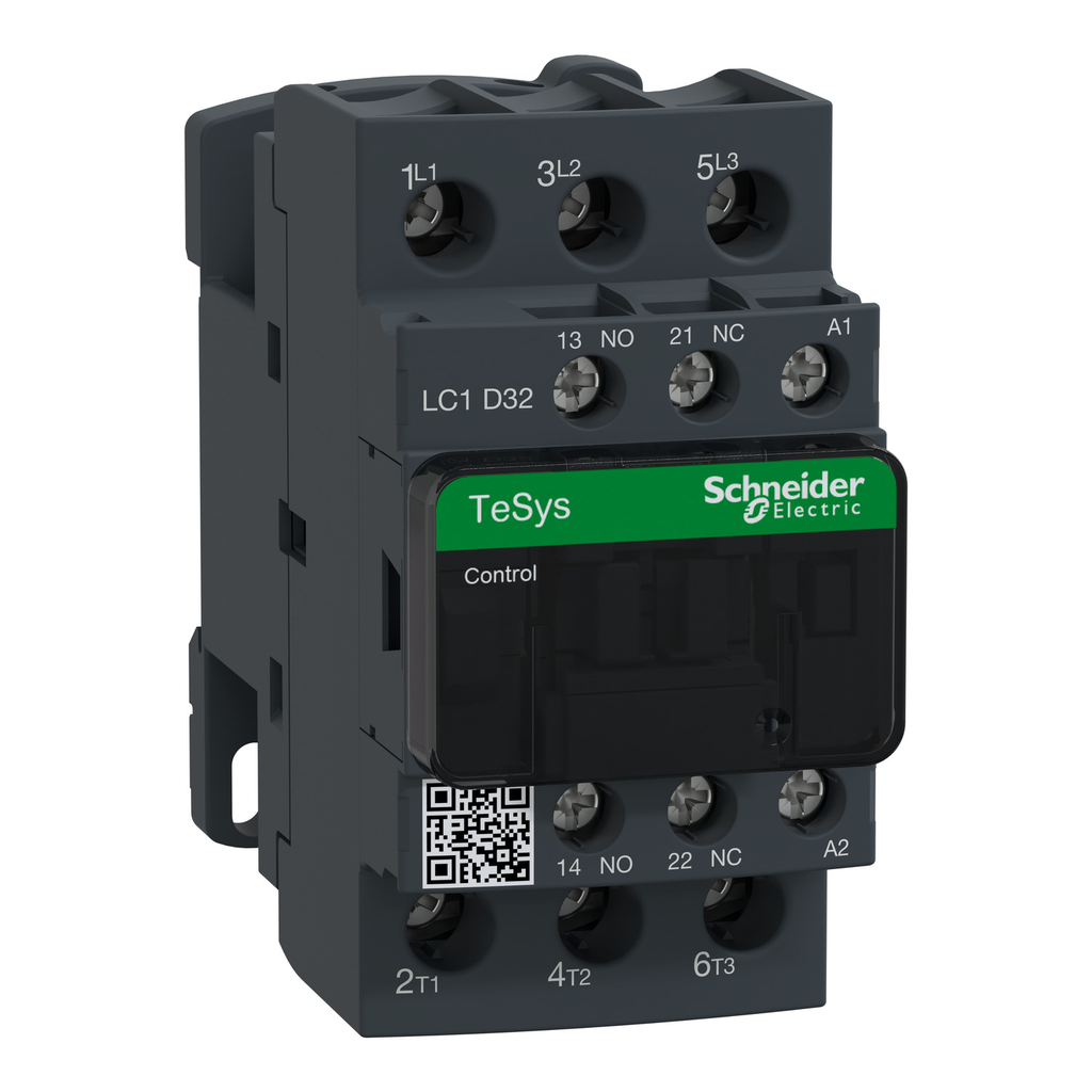 Mayer-DDS-IEC contactor, TeSys Deca, nonreversing, 32A, 20HP at 480VAC, up to 100kA SCCR, 3 phase, 3 NO, 600VAC 50/60Hz coil, open-1