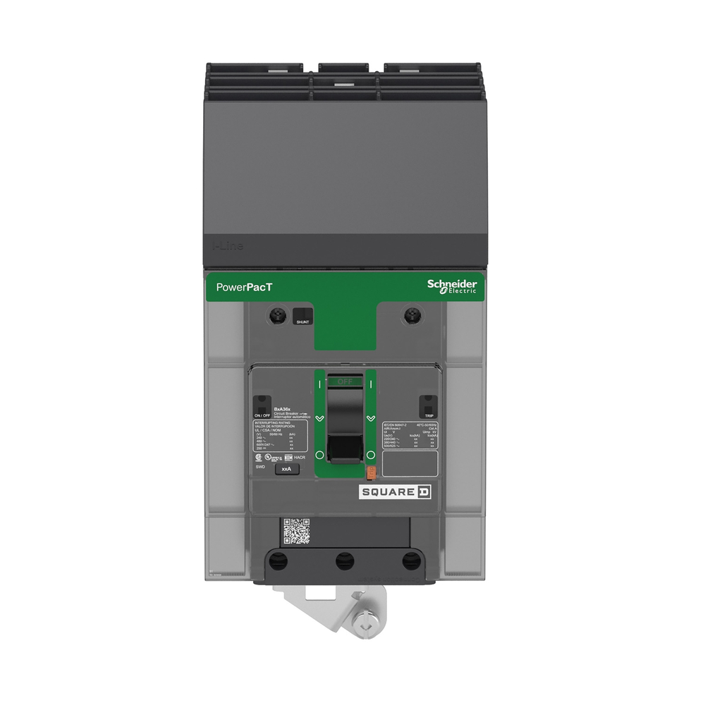 Mayer-DDS-Circuit breaker, PowerPacT B, 30A, 3 pole, 600Y/347VAC, 25kA, I-Line, thermal magnetic, 80%, ABC-2
