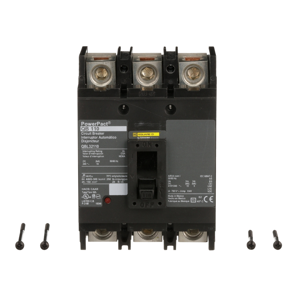 Mayer-DDS-Circuit breaker, PowerPacT Q, 110A, 3 pole, 240VAC, 10kA, lugs, thermal magnetic, 80%-2