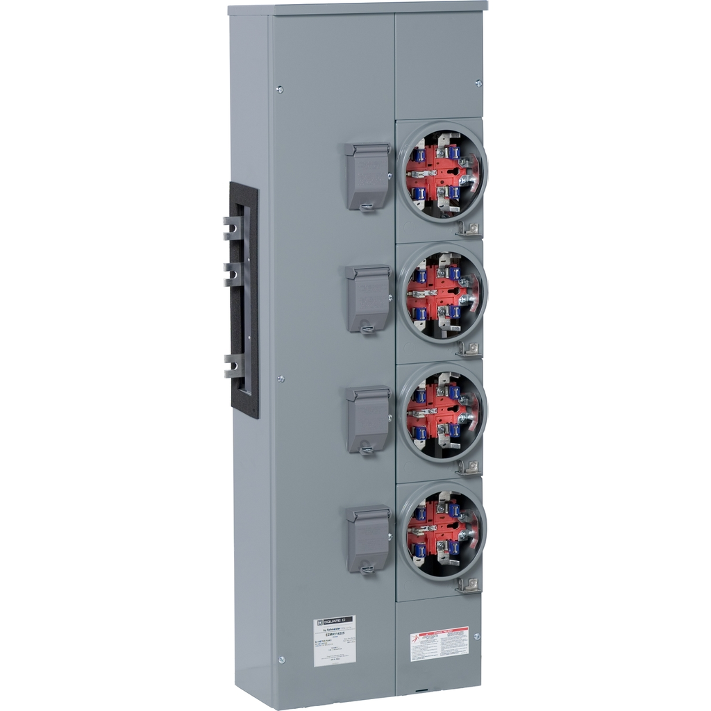 Mayer-DDS-Branch unit, EZ Meter-Pak, 225A, 4 x 5 jaw sockets, 120/240VAC, horn bypass, ringless, 1200A Al/Cu busbar-1