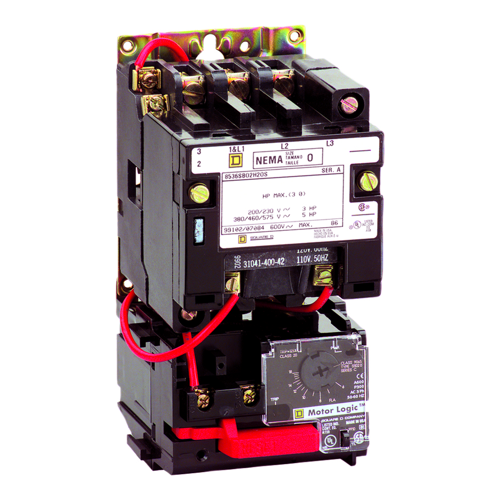 Mayer-DDS-NEMA motor starter, Type S, nonreversing, Size 0, 18A, 5HP at 460VAC, up to 100kA SCCR, 3 phase, 3 pole, Motor Logic, 120VAC coil, open [TAA]-2