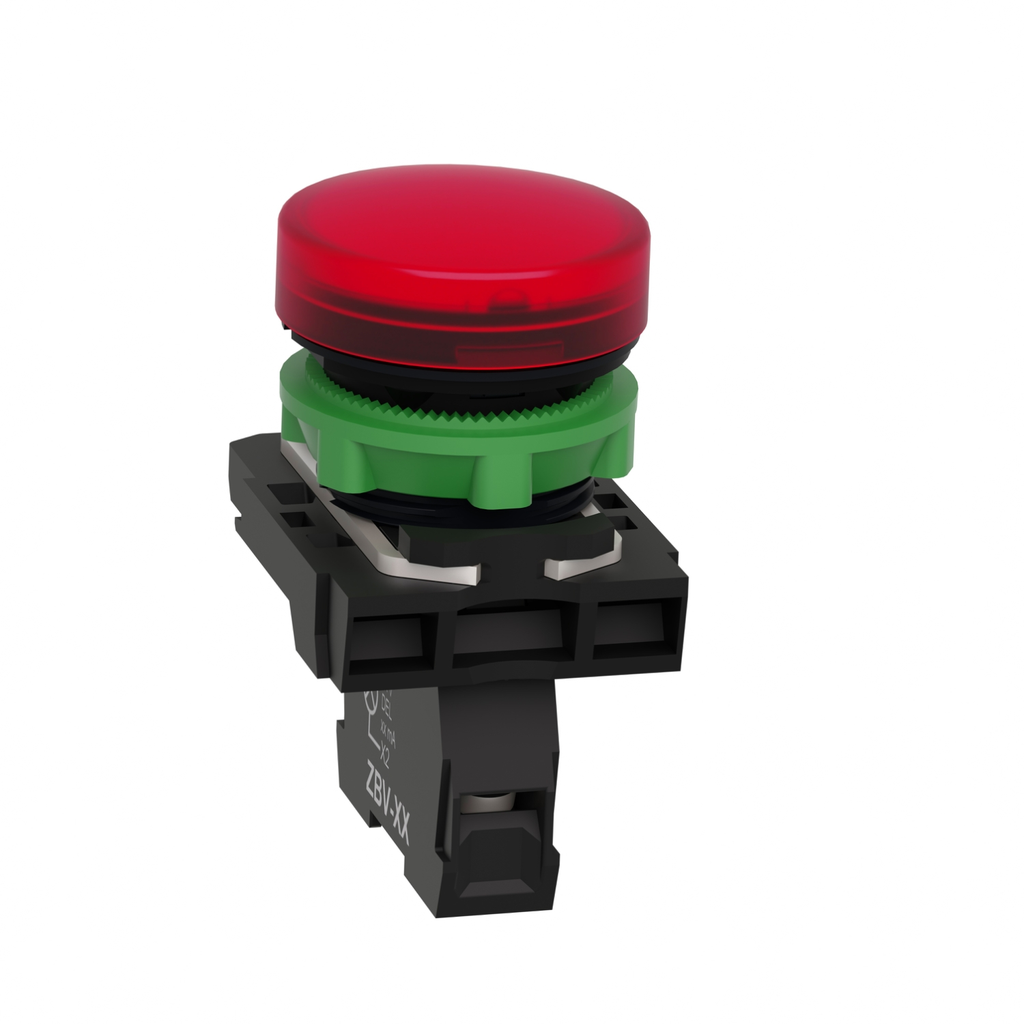 Mayer-DDS-pilot light, Harmony XB5, grey plastic, red, 22mm, universal LED, plain lens, 24V AC DC-2