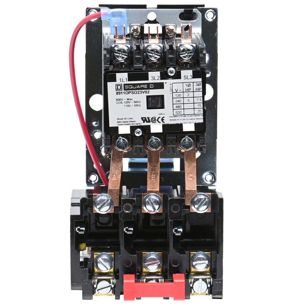 Mayer-DDS-NEMA starter, Definite Purpose, 25A, 20HP at 600VAC, 3 phase, 3 pole, melting alloy, 120VAC coil, open-2