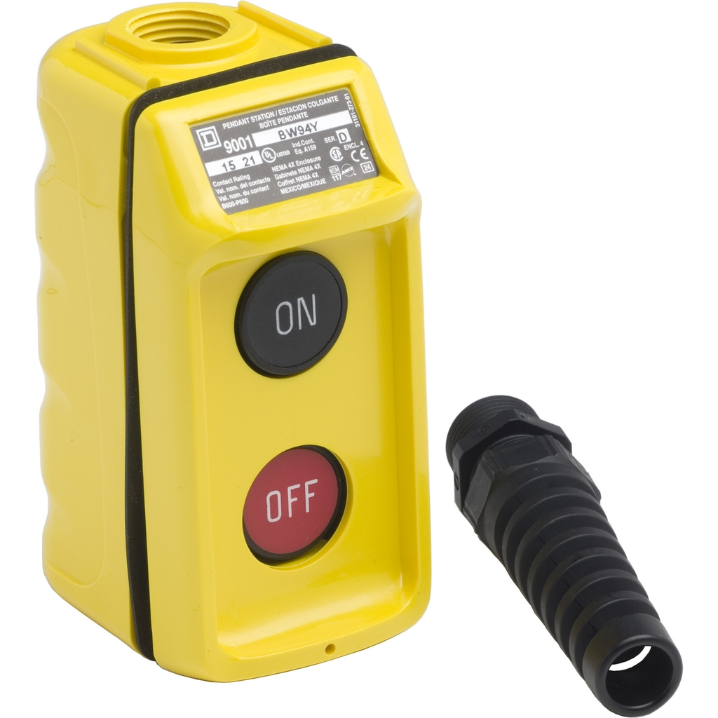 Mayer-DDS-Pendant station, Harmony 9001B, mechanical interlock, yellow, single speed, 5A, 600V AC, marked On-Off legend-1