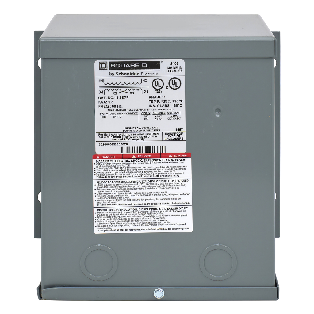 Mayer-DDS-Transformer, dry type, encapsulated, 1.5kVA, 1 phase, 208V primary, 120/240V secondary, 8A, 115C rise [TAA]-2