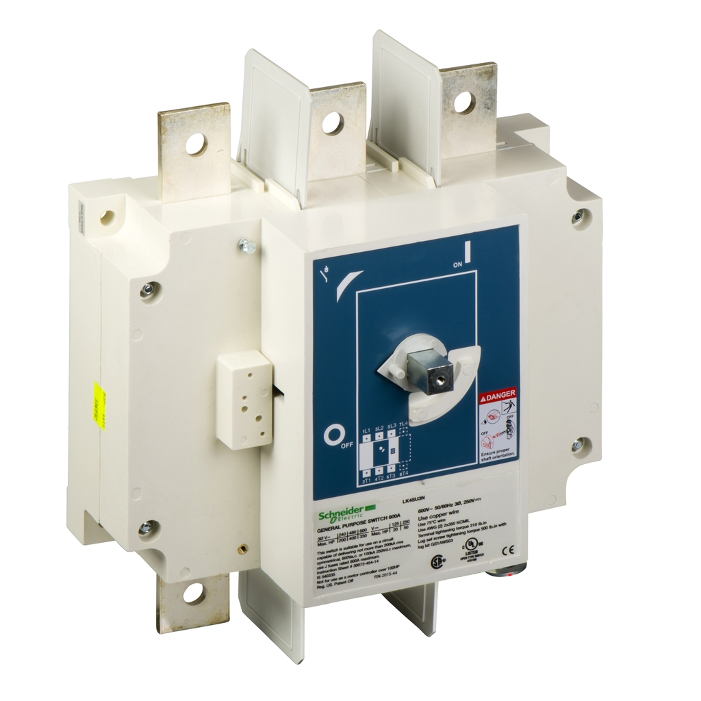 Mayer-DDS-Disconnect Switch, TeSys LK, nonfusible, 600A, 600 V, HP rated, 3 pole, rotary handle, up to 200kA SCCR-1