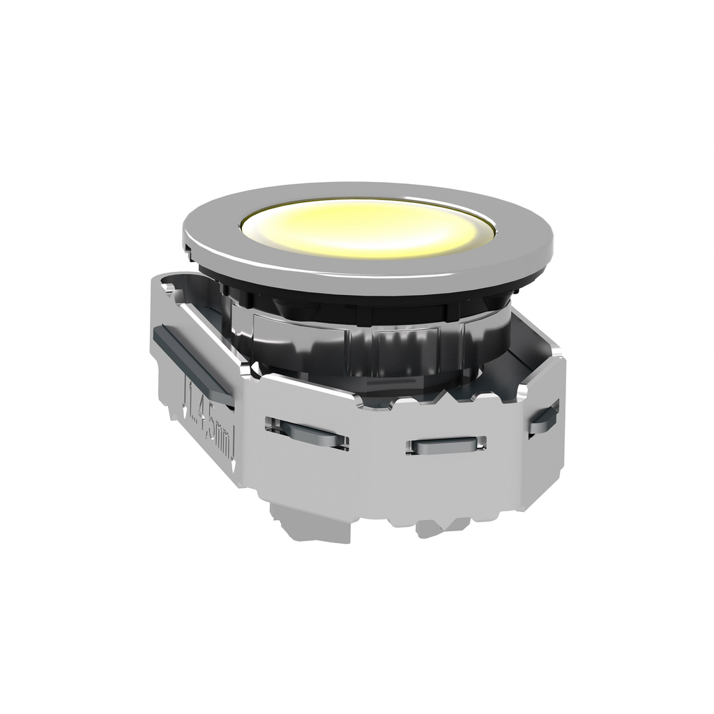 Mayer-DDS-Head for pilot light, Harmony XB4, metal, yellow flush mounted, 30mm, universal LED, plain lens-2