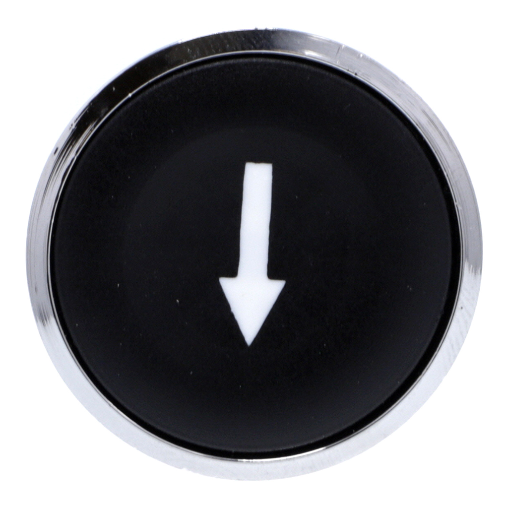 Mayer-DDS-Head for non illuminated push button, Harmony XB4, metal, flush, black, 22mm, spring return, marked DOWN ARROW-2