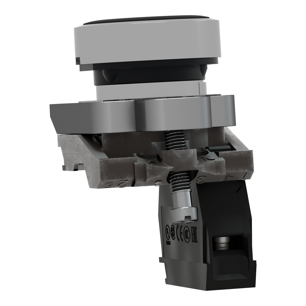 Mayer-DDS-Harmony, 22mm push button, black flush, spring return, 1 NO, unmarked-2