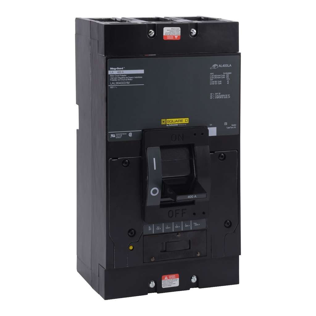 Mayer-DDS-Motor circuit protector, LA, 400A, 3 pole, 600VAC, 22kA, 250VDC, 10kA, lugs, magnetic-1