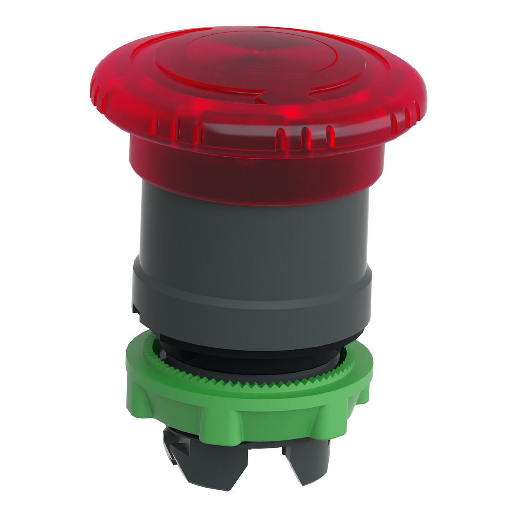 Mayer-DDS-Head for illuminated emergency switching off push button, Harmony XB5, plastic, red mushroom 40mm, 22mm, universal LED, turn to release-2