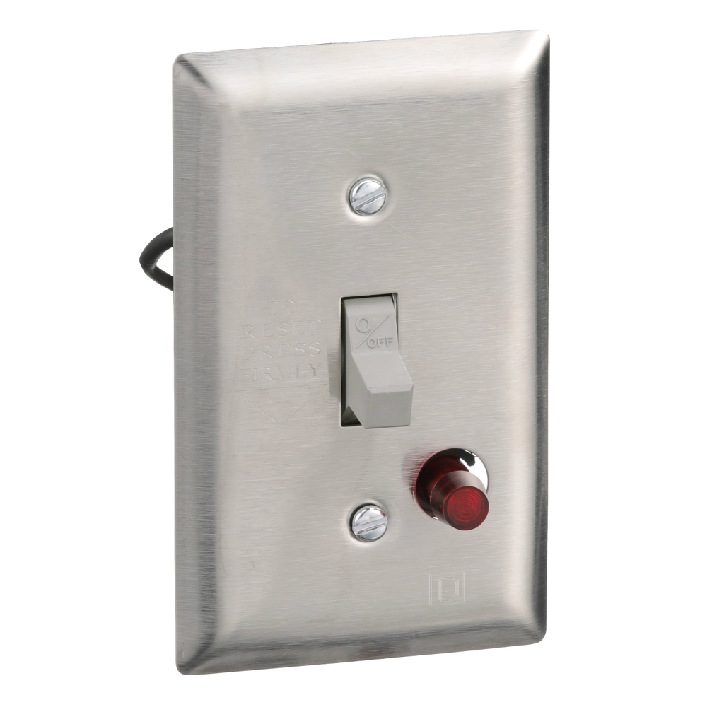 Mayer-DDS-Manual starter, fractional horsepower, 16A, 1 pole, 1HP at 277VAC, toggle operated, red indicator, stainless flush-2