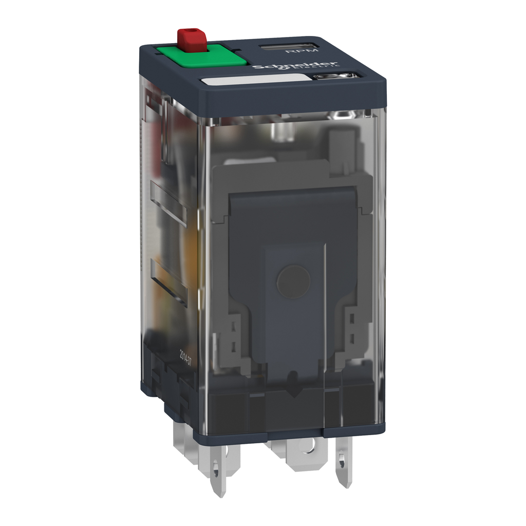 Mayer-DDS-plug-in relay, Harmony electromechanical relays, 15A, 2CO, with LED, lockable test button, 24V AC-2