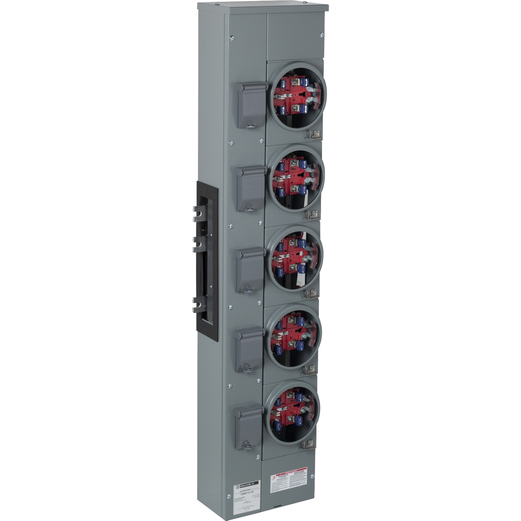 Mayer-DDS-Branch unit, EZ Meter-Pak, 125A, 5 x 5 jaw sockets, 120/240VAC, no bypass, ringless, 800A Al busbar-2