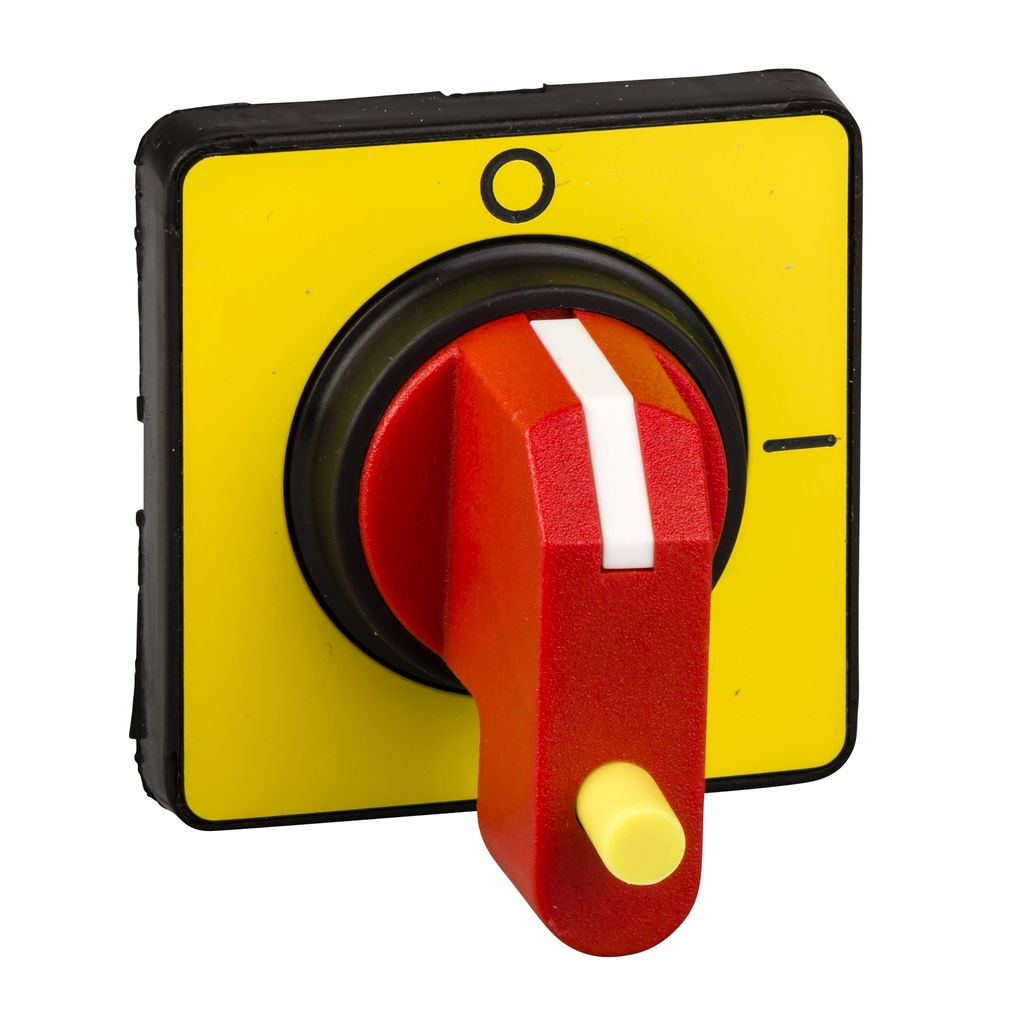 Mayer-DDS-Handles and front plates,TeSys Control,red handle,yellow front,1 padlocking,fixing by Ã˜22.5-1