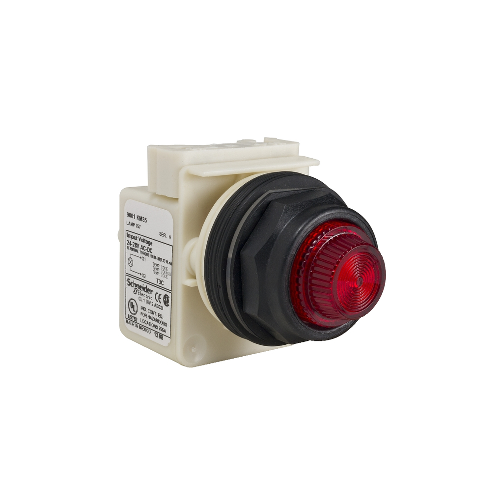 Mayer-DDS-Push-to-test pilot light, Harmony 9001SK, plastic, polycarbonate, fresnel lens, red, 30mm, LED red, 24...28V-1