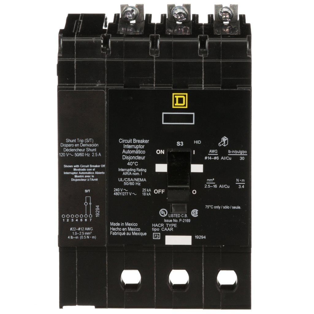 Mayer-DDS-Mini circuit breaker, E-Frame, 15A, 3 pole, 480Y/277VAC, 25kA max, bolt on, shunt trip [TAA]-2