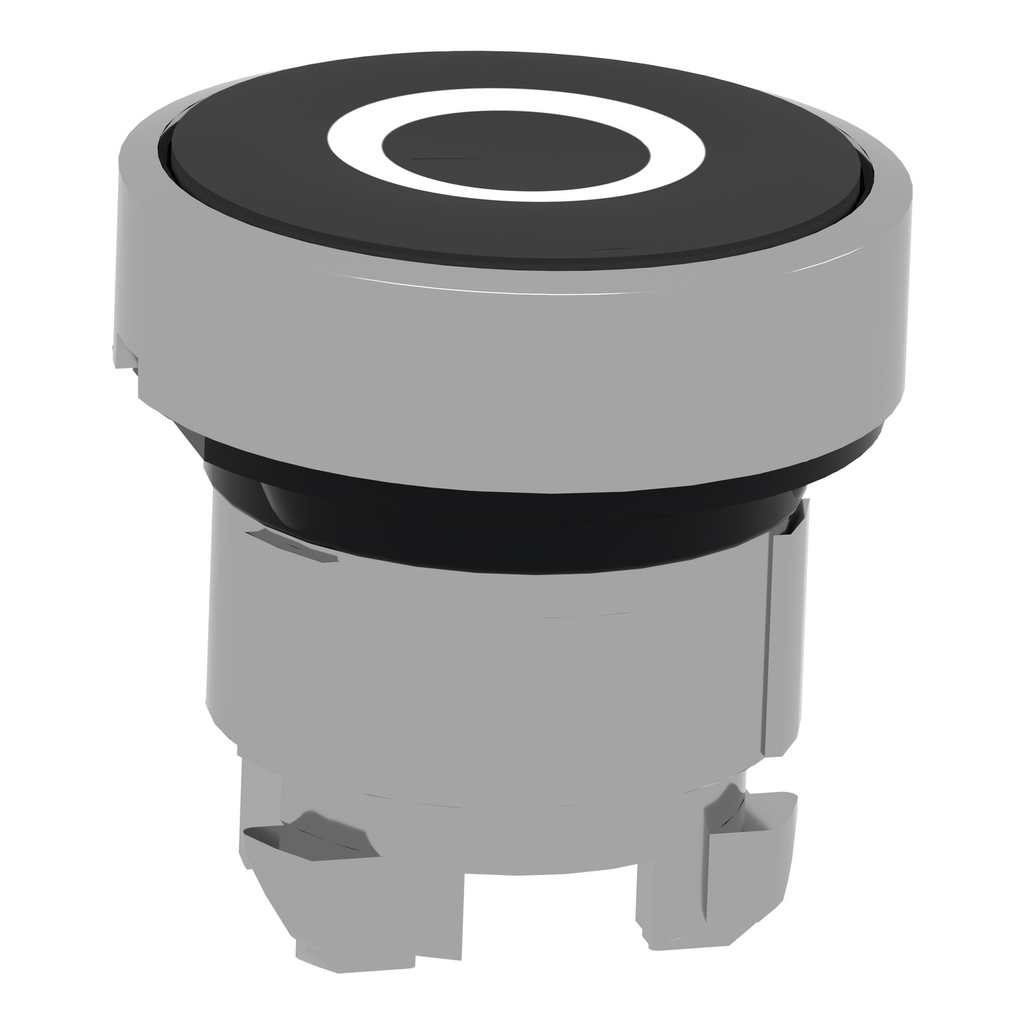 Mayer-DDS-Head for non illuminated push button, Harmony XB4, metal, flush, black, 22mm, spring return, marked O-2