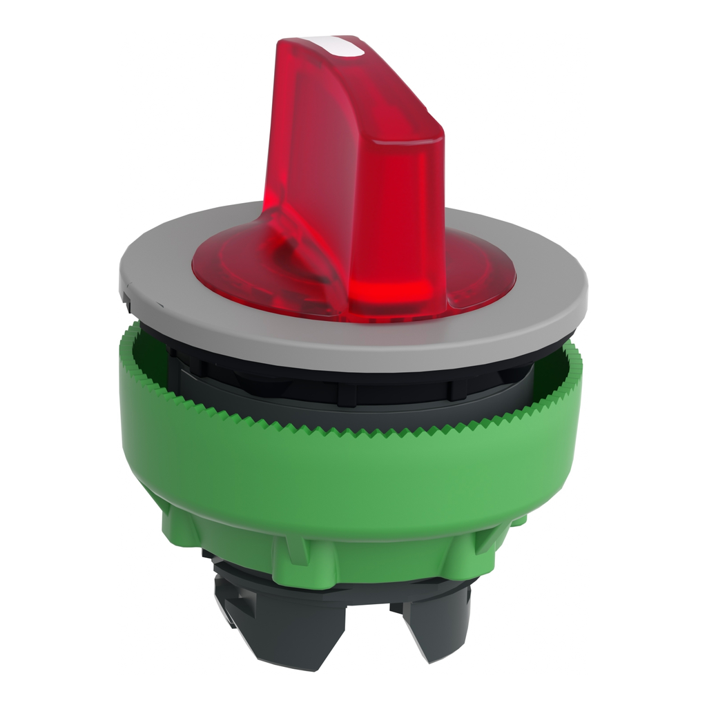 Mayer-DDS-Head for illuminated selector switch, Harmony XB5, grey bezel, red handle, flush mounted, 30mm, universal LED, 3 positions-2